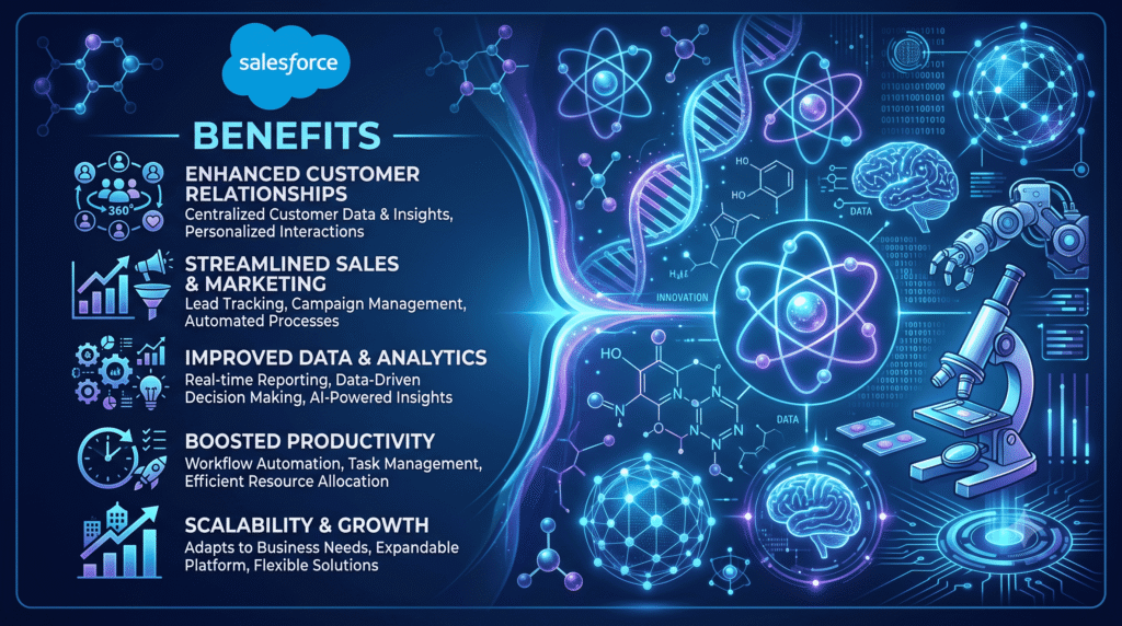 This image shown the salesforce use in sales and how it works motive